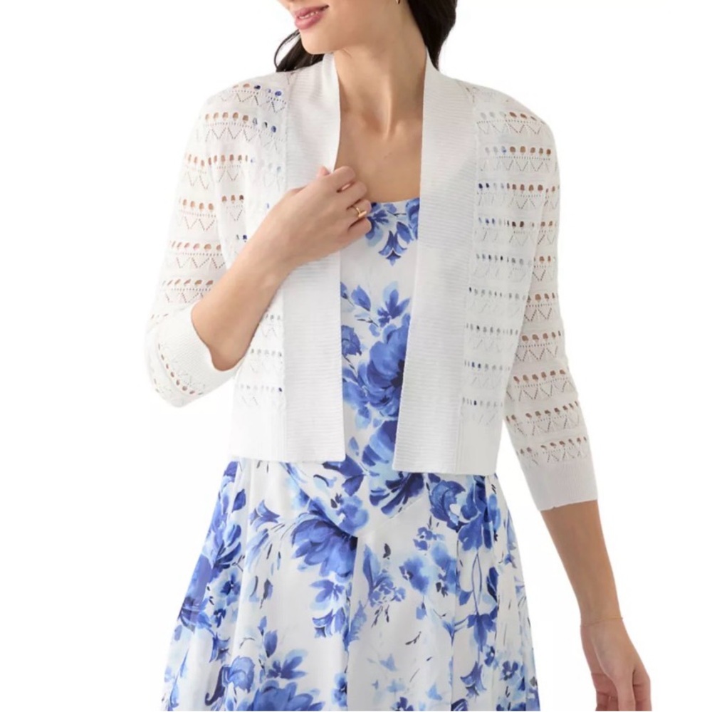 Perceptions Cream Open-Front Cardigan - Picture 6 of 6